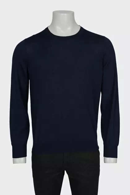 Men's blue wool and cashmere jumper