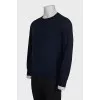Men's blue wool and cashmere jumper