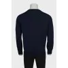 Men's blue wool and cashmere jumper