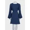 Blue dress with puff sleeves