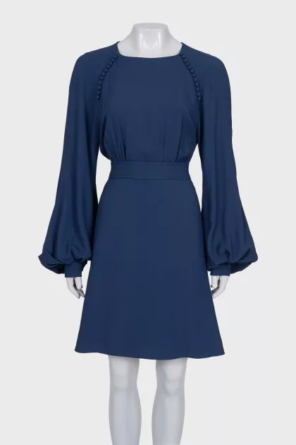 Blue dress with puff sleeves
