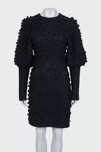Black dress with voluminous decor
