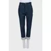 Cropped jeans with white cuffs