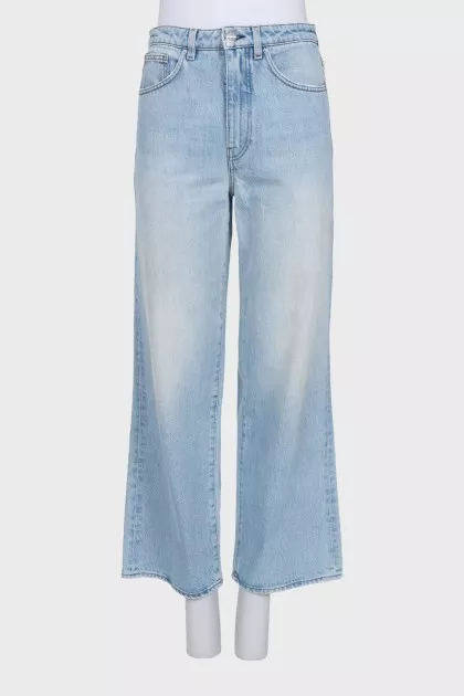Light blue high-waisted wide-leg jeans