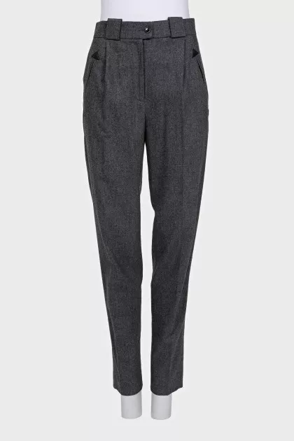 Gray wool and cashmere trousers