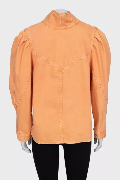 Distressed effect denim jacket with buttons