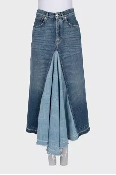 Distressed denim skirt