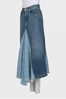 Distressed denim skirt