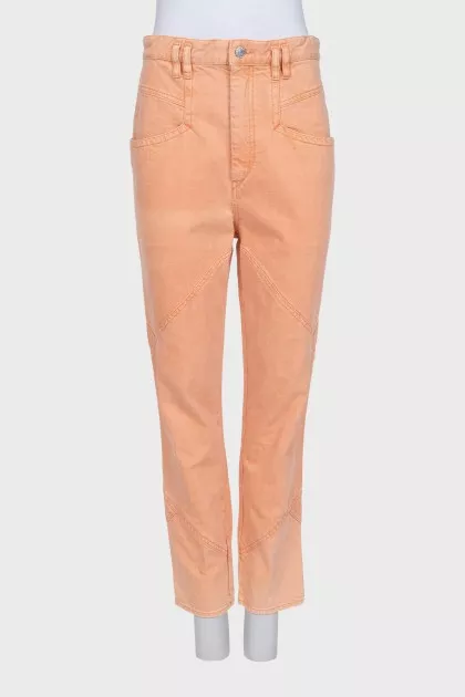 Orange straight-leg jeans
