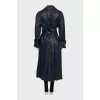 Double-breasted eco-leather coat with belt