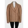 Brown straight-cut jacket with buttons