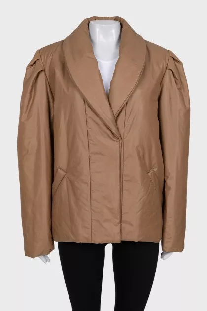 Brown straight-cut jacket with buttons