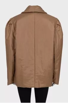 Brown straight-cut jacket with buttons