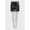 Straight-cut leather mini skirt