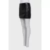 Straight-cut leather mini skirt