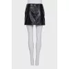 Straight-cut leather mini skirt