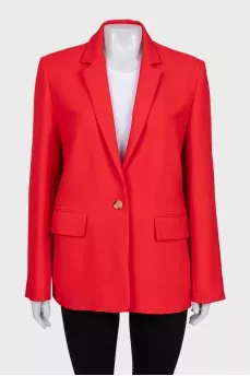 Red button-down jacket