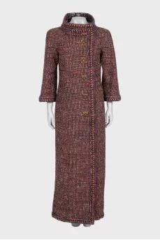 Straight-cut coat with a high collar