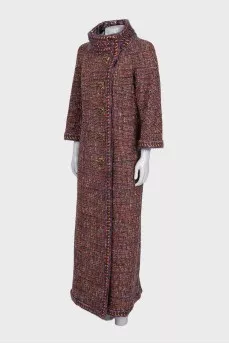 Straight-cut coat with a high collar
