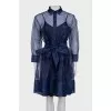 Transparent blue dress with a belt