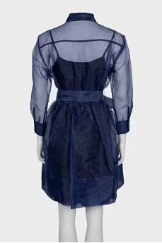 Transparent blue dress with a belt