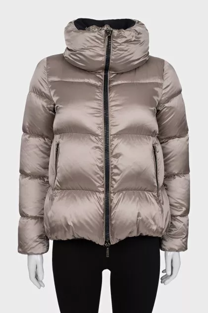 Brown jacket with a high collar