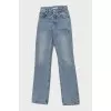 High-waisted straight jeans with buttons