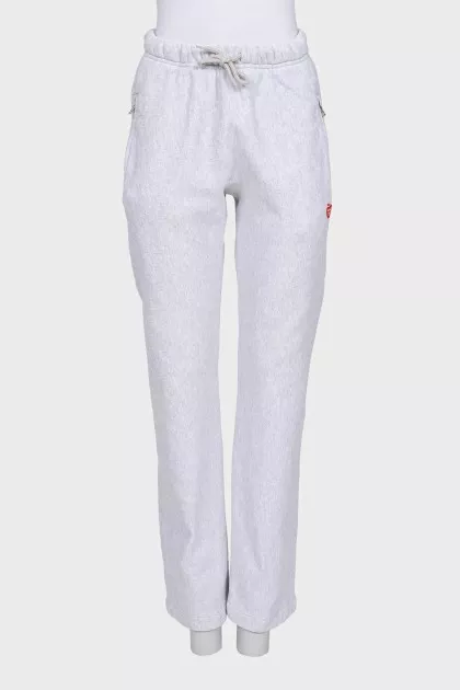 Straight-leg gray trousers