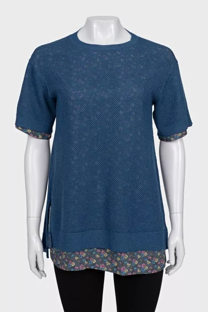 Blue T-shirt with perforations