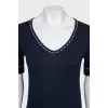 Straight dress made of cashmere and silk with pockets