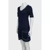 Straight dress made of cashmere and silk with pockets