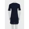Straight dress made of cashmere and silk with pockets