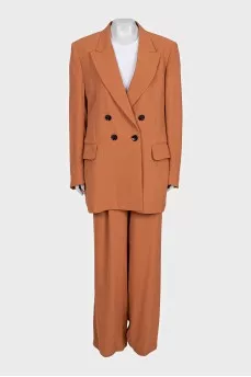 Orange suit with straight trousers