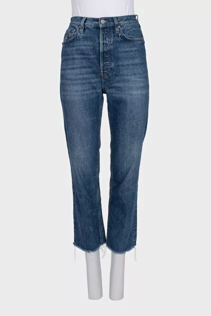Джинсы straight fit с необработанными краями