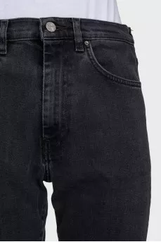Gray straight jeans with a button