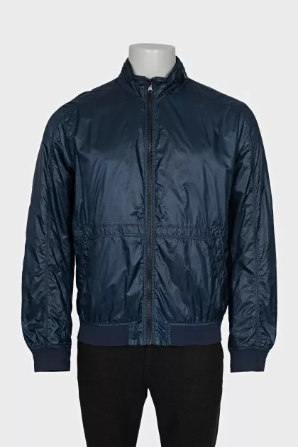Men's blue jacket with hidden hood