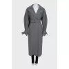 Gray wool coat with a belt