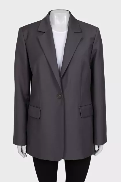 Straight-cut wool jacket with a button