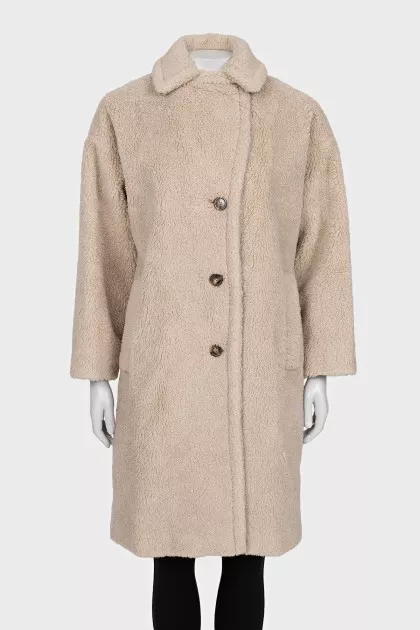 Beige teddy coat