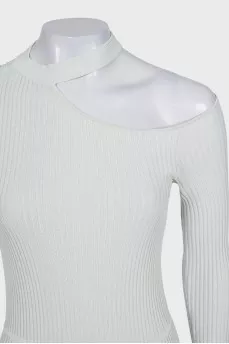 Fitted dress with an accent neckline