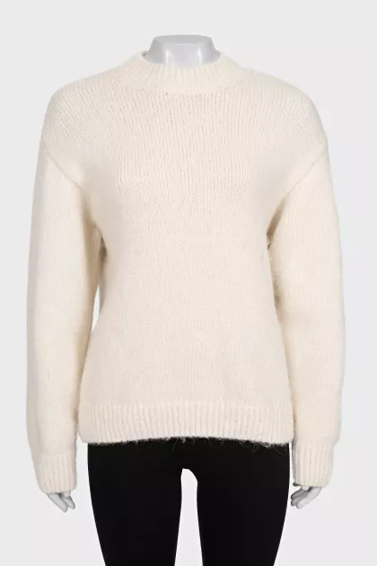 Straight-cut jumper with a logo on the back