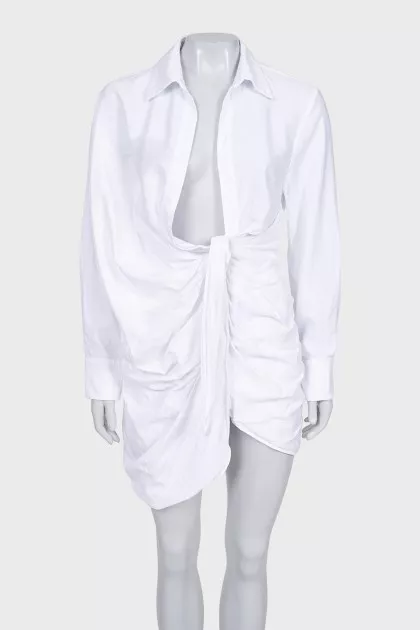 White mini dress with draping