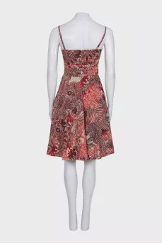 Fitted dress with thin printed straps
