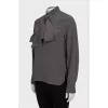Silk straight-cut blouse with ties