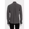 Silk straight-cut blouse with ties
