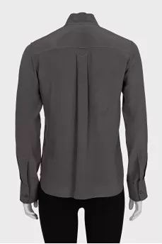 Silk straight-cut blouse with ties
