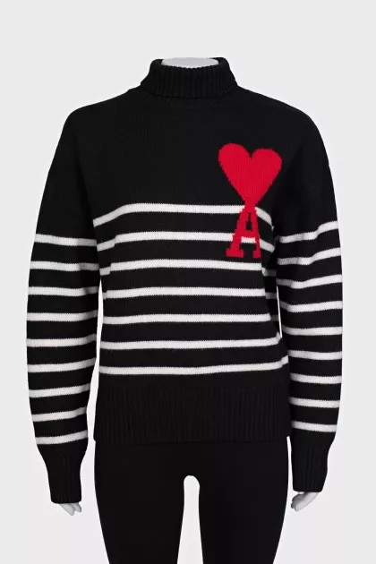 Wool sweater with brand logo