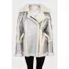 Loose-fitting silver sheepskin coat