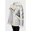 Loose-fitting silver sheepskin coat