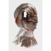 Checkered scarf decorated with fringe